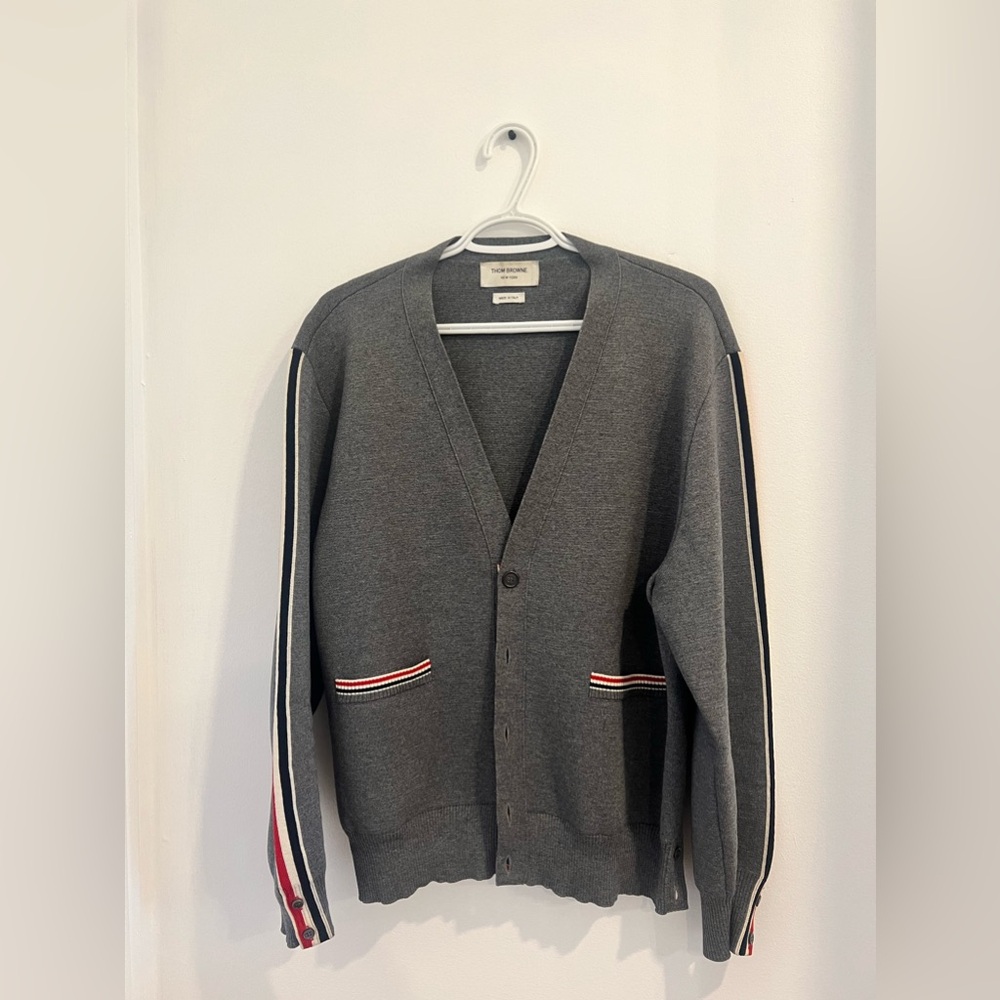 Authentic Thom browne cardigan with signature sleeve line
